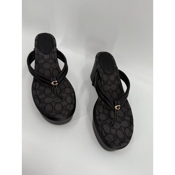 NEW WITHOUT BOX Coach Franki Flip-Flops in Signature Jacquard Slipper US 10 - Picture 5 of 10